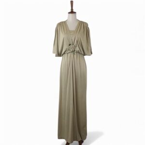 Vintage‎ 70s Maxi Dress Women’s XS Union Made Short Batwing Sleeve